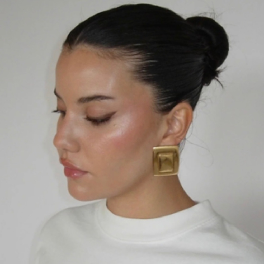 18K Gold Rectangular Earrings*Statement Earrings*Old Money Earrings